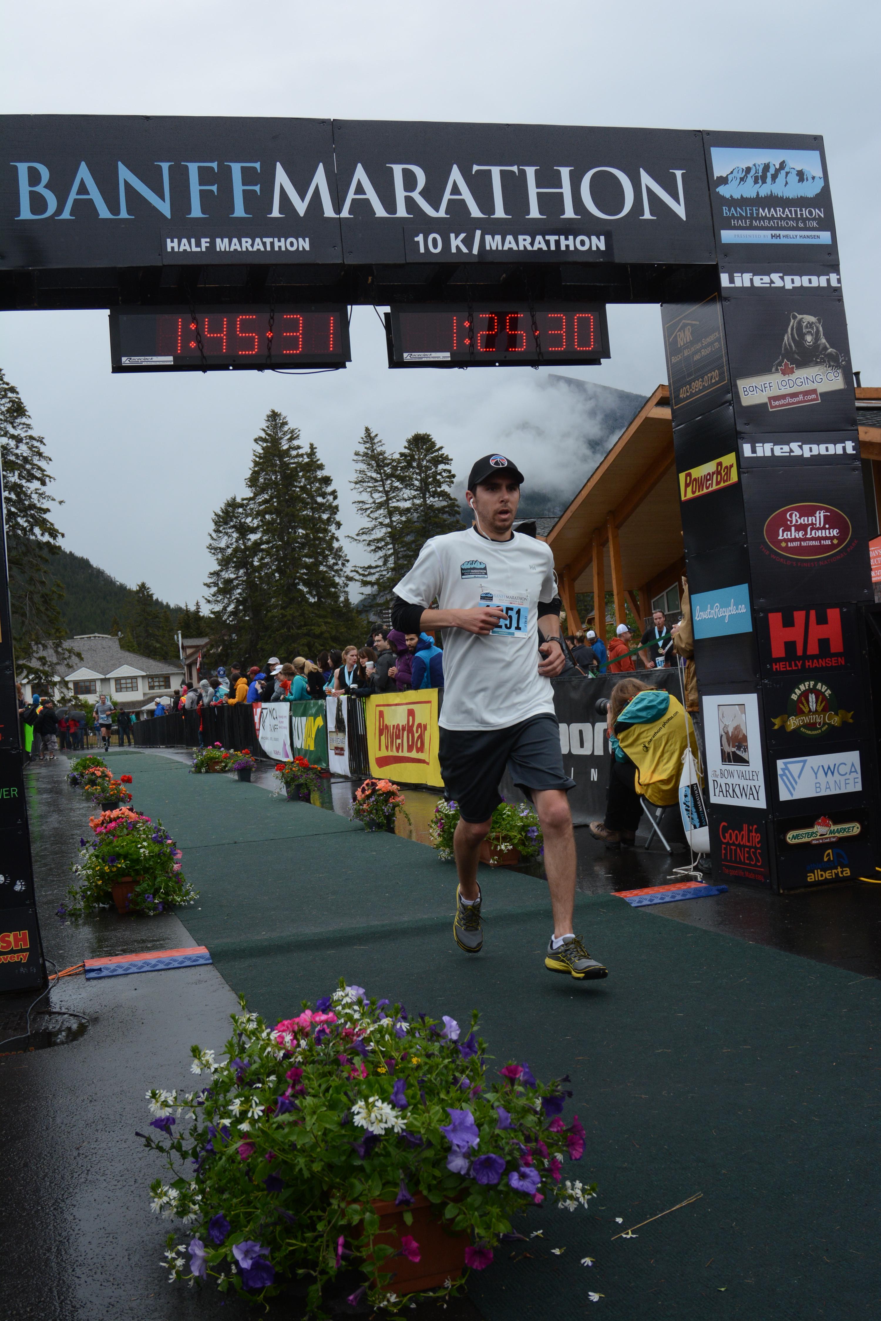 Gavin at the finish line in Banff, Alberta.