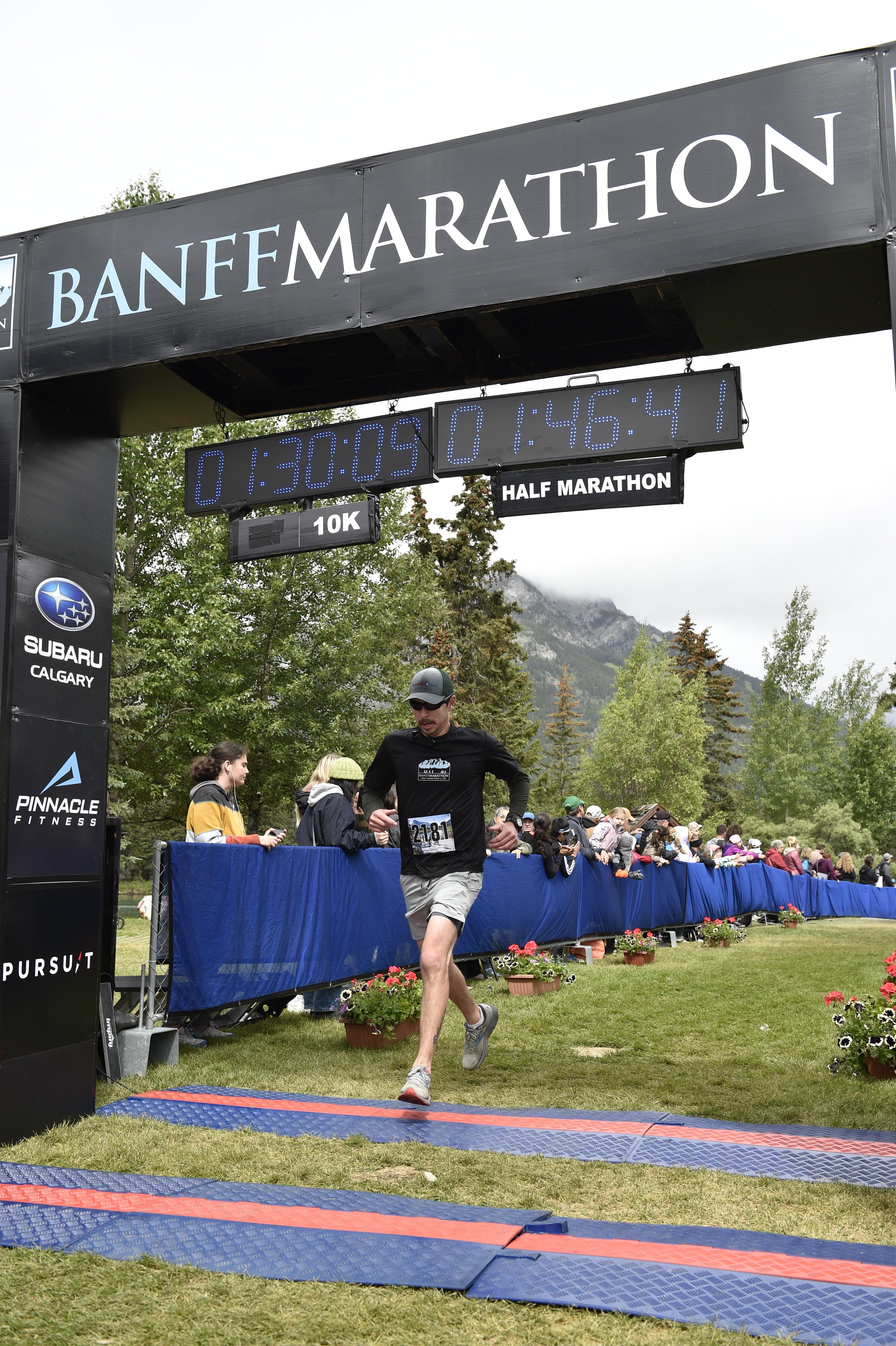 Gavin at the finish line in Banff, Alberta.