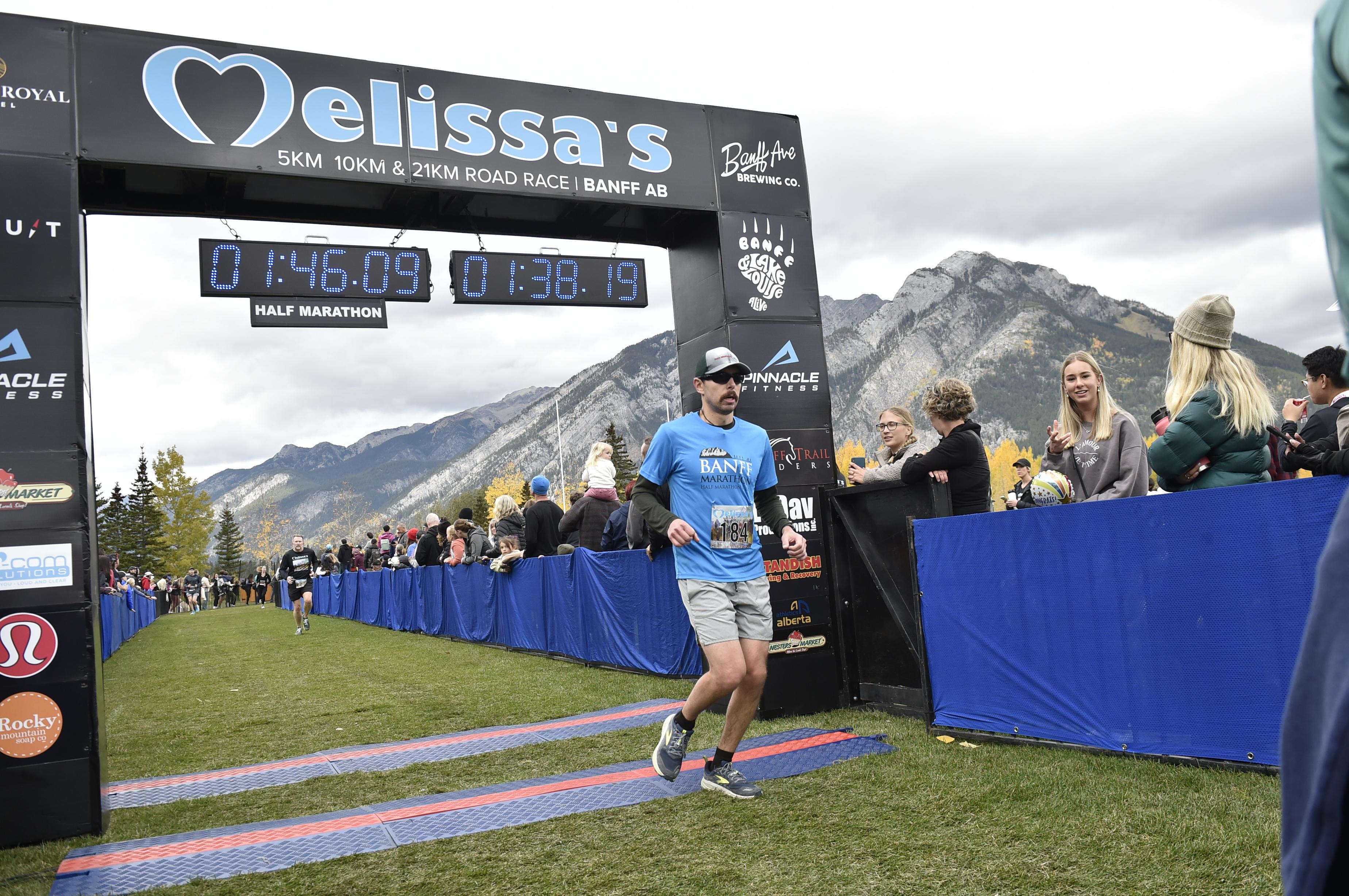 Gavin at the finish line in Banff, Alberta.
