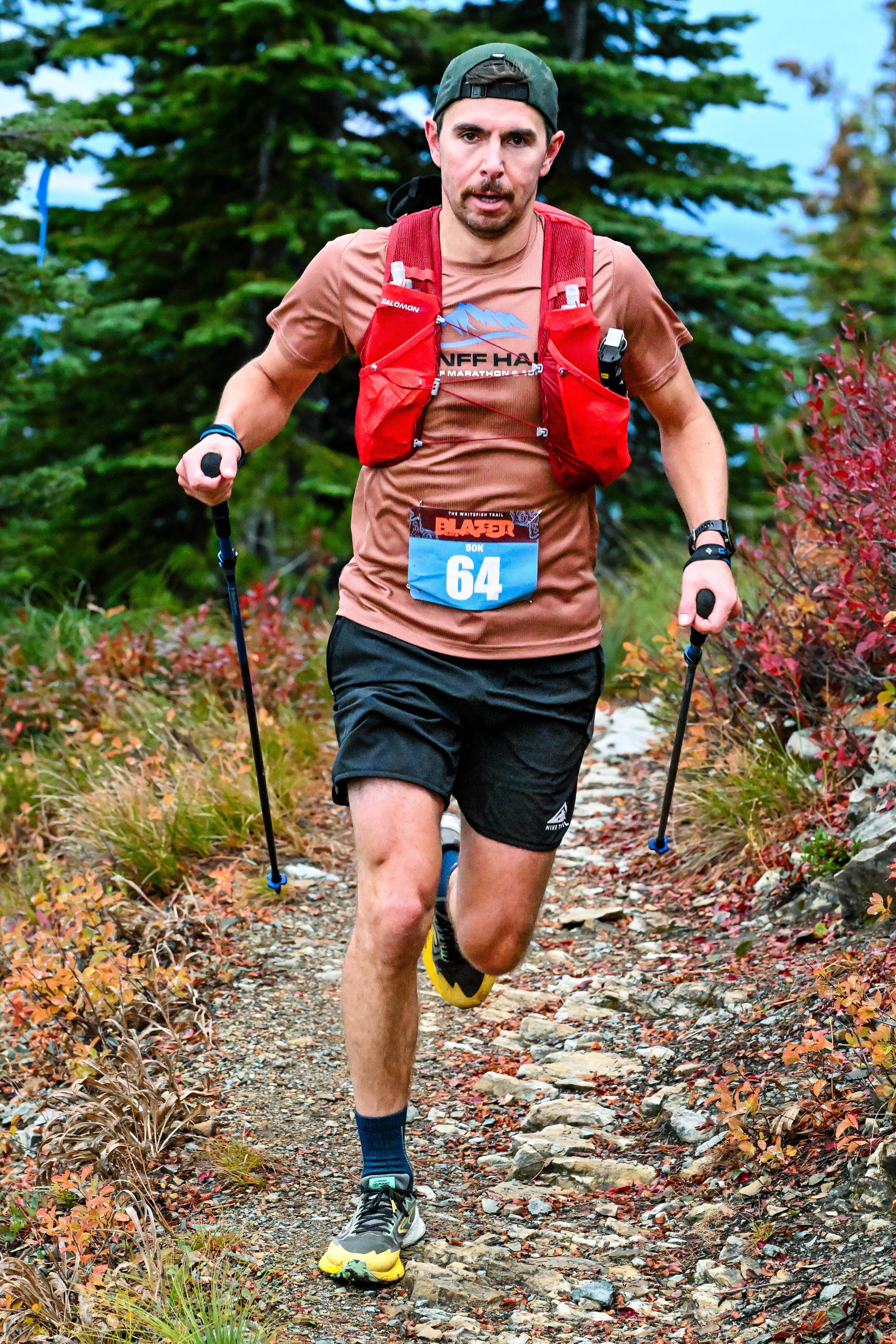 Gavin running at the top of Big Mountain.